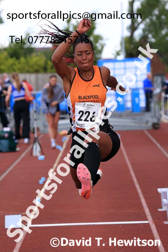 Senior Womens triple jump, 2024 Northern Senior and Under-20s Track and Field Champs, Middlesbrough.  Photo: David T. Hewitson/Sports for All Pics